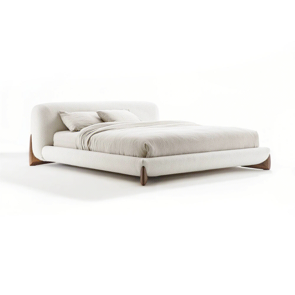 GC2233 New Hot Sell Lambswool Upholstered Bed With Wood Legs