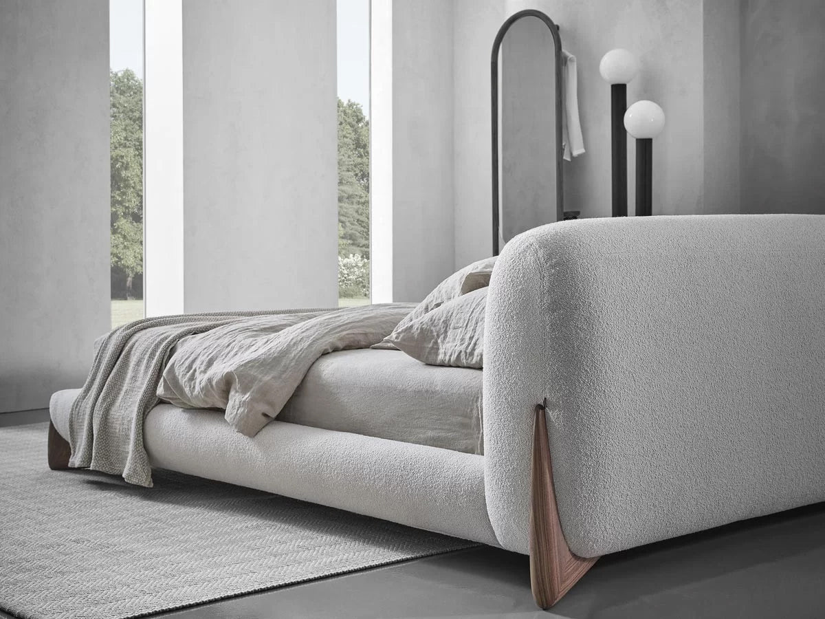 GC2233 New Hot Sell Lambswool Upholstered Bed With Wood Legs