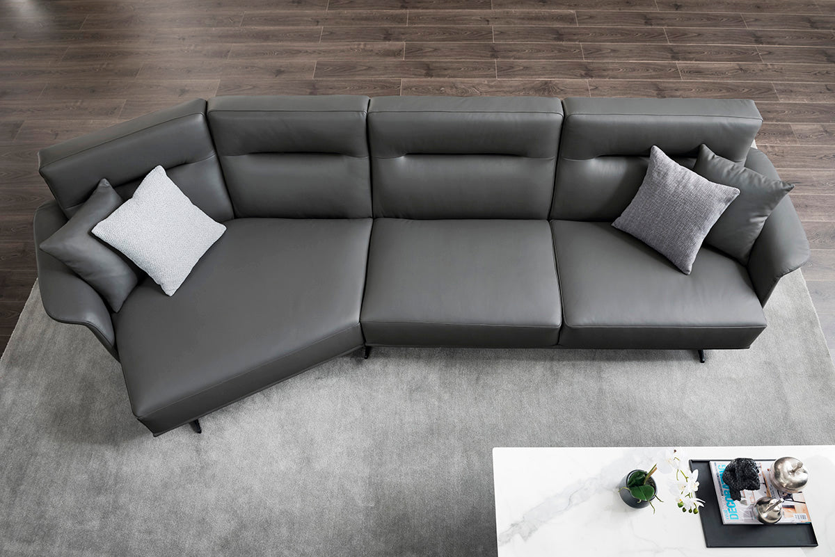 أريكة جلدية على شكل حرف L بتصميم عصري بسيط من GS9012