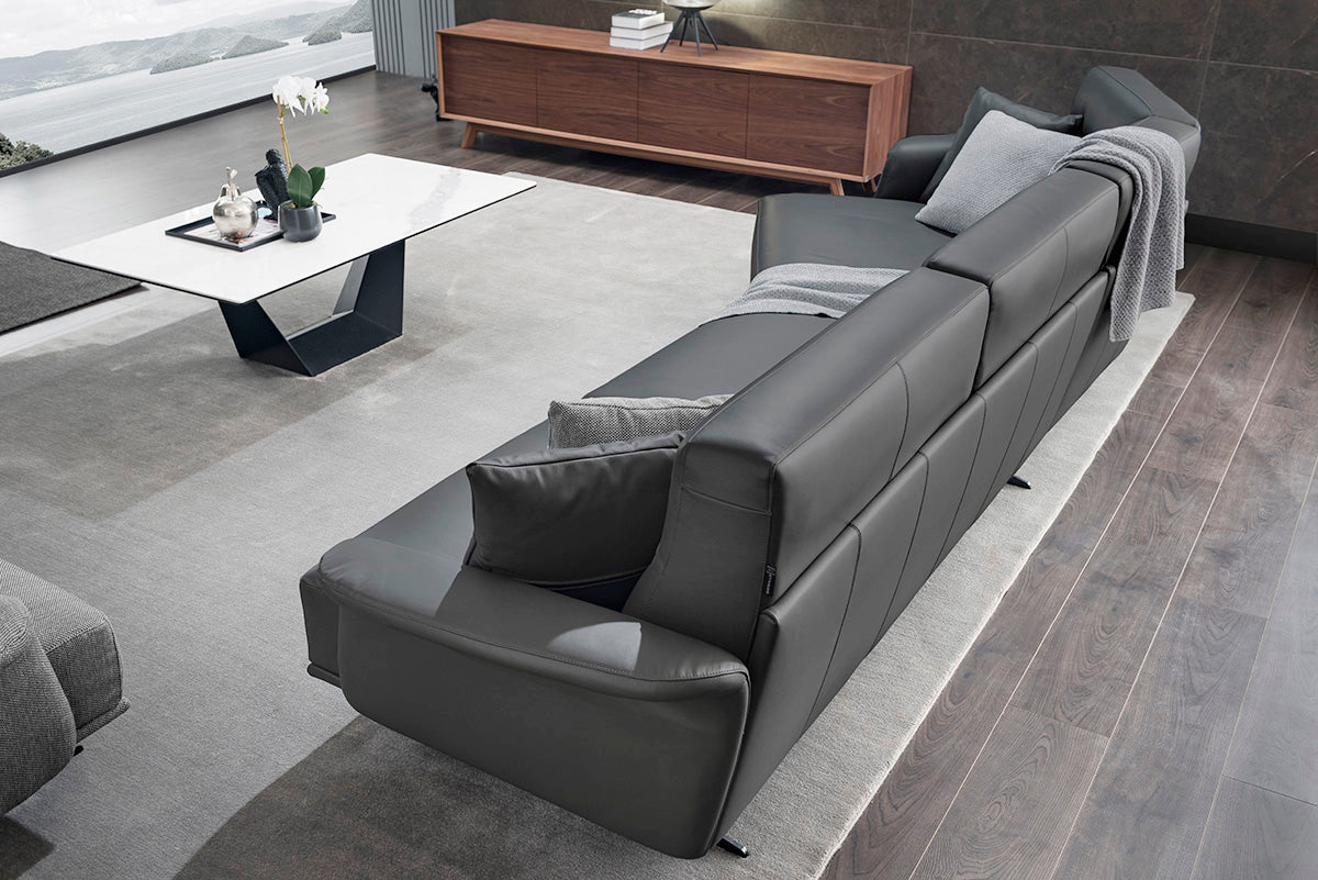 أريكة جلدية على شكل حرف L بتصميم عصري بسيط من GS9012