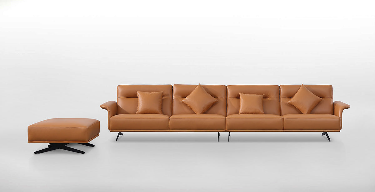 أريكة جلدية على شكل حرف L بتصميم عصري بسيط من GS9012