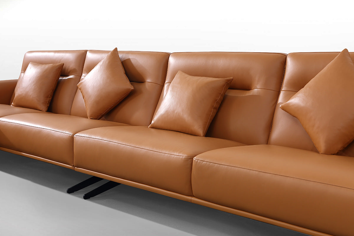 أريكة جلدية على شكل حرف L بتصميم عصري بسيط من GS9012