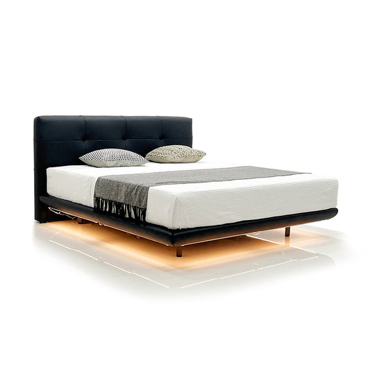 Gainsville GC2301 Italian Leather Upholstered Bed With LED