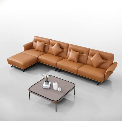 Gainsville GS9012 Minimalist Modern L Shape Leather Sofa