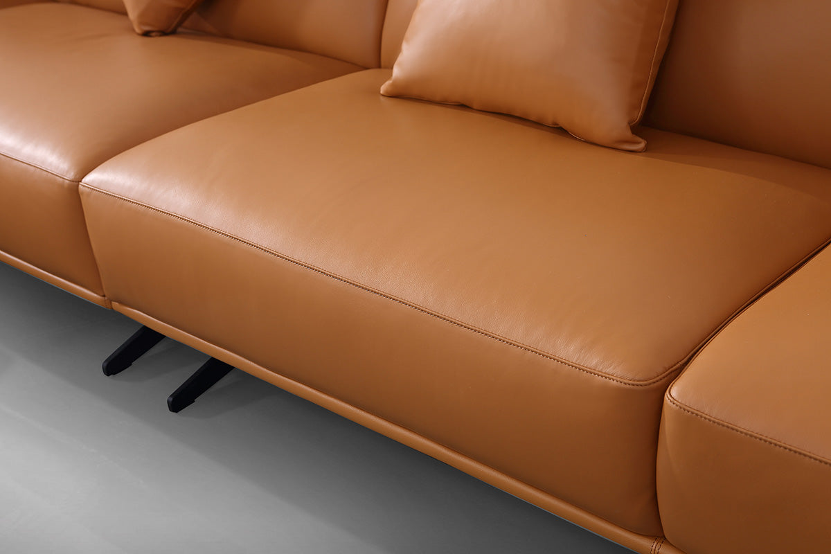 Gainsville GS9012 Minimalist Modern L Shape Leather Sofa