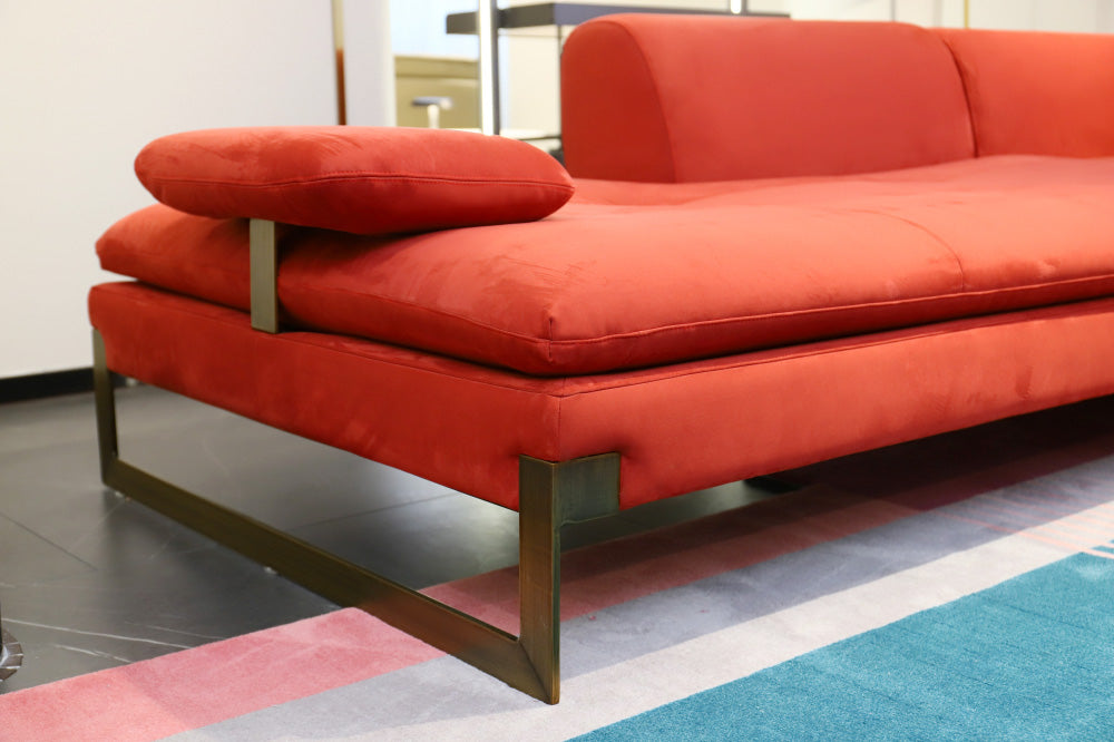 Gainsville GS9081 Italian Modern Red Fabirc Sofa